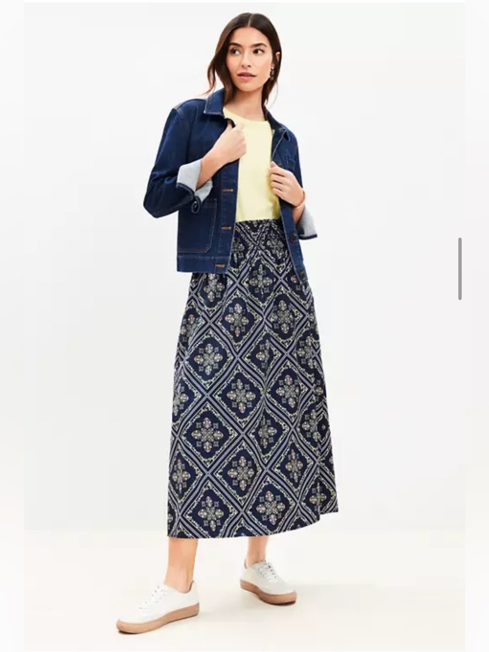 Tuilerie Smocked Poplin Midi Skirt